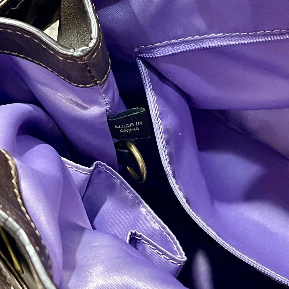 Coach Hobo Bronze Leather Signature Op Art Tote Bag With Hang Tags Y2K - Picture 15 of 16